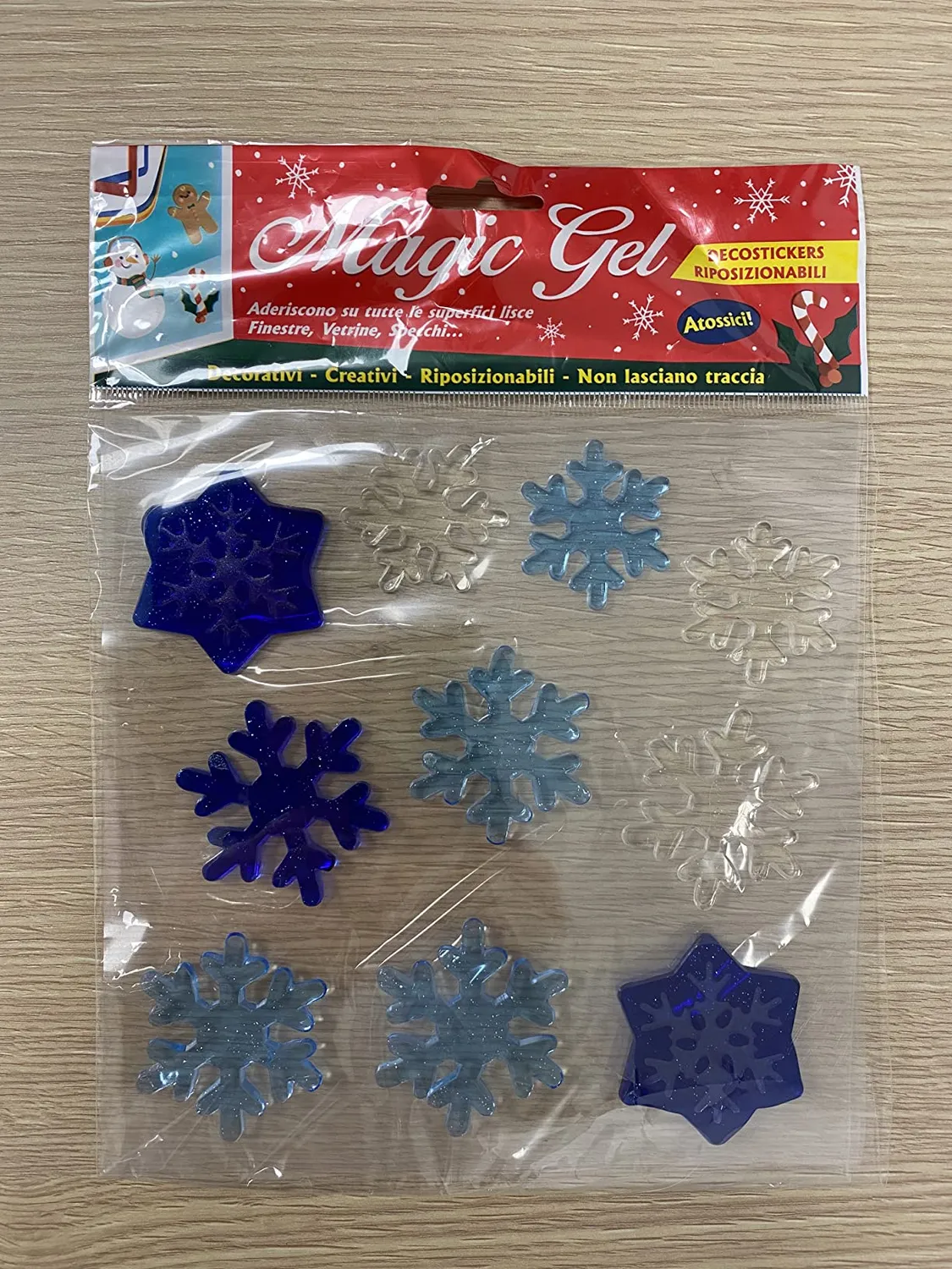 Euromarketing Magic Gel stickers natalizi gel 1 foglio assortiti