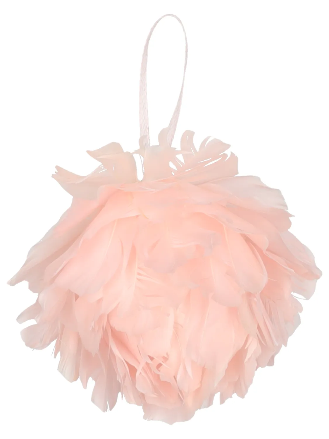 Wibra pallina natale con piume 11 cm polyestere rosa