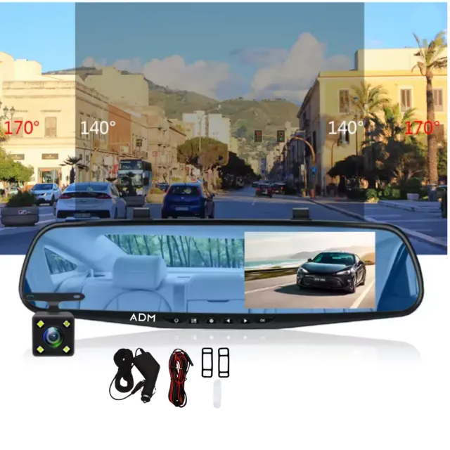 ADAMANTA ADM 191 Dash Cam Full HD con Retrocamera