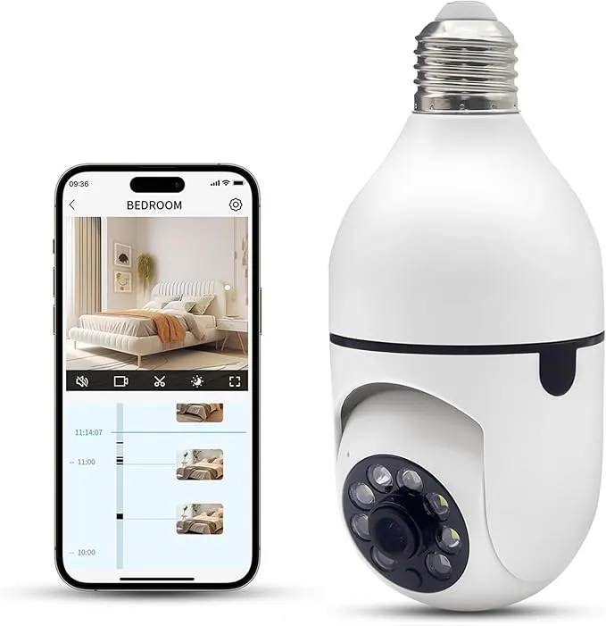 ADAMANTA 364 Telecamera WiFi Lampadina 4K Visione Notturna