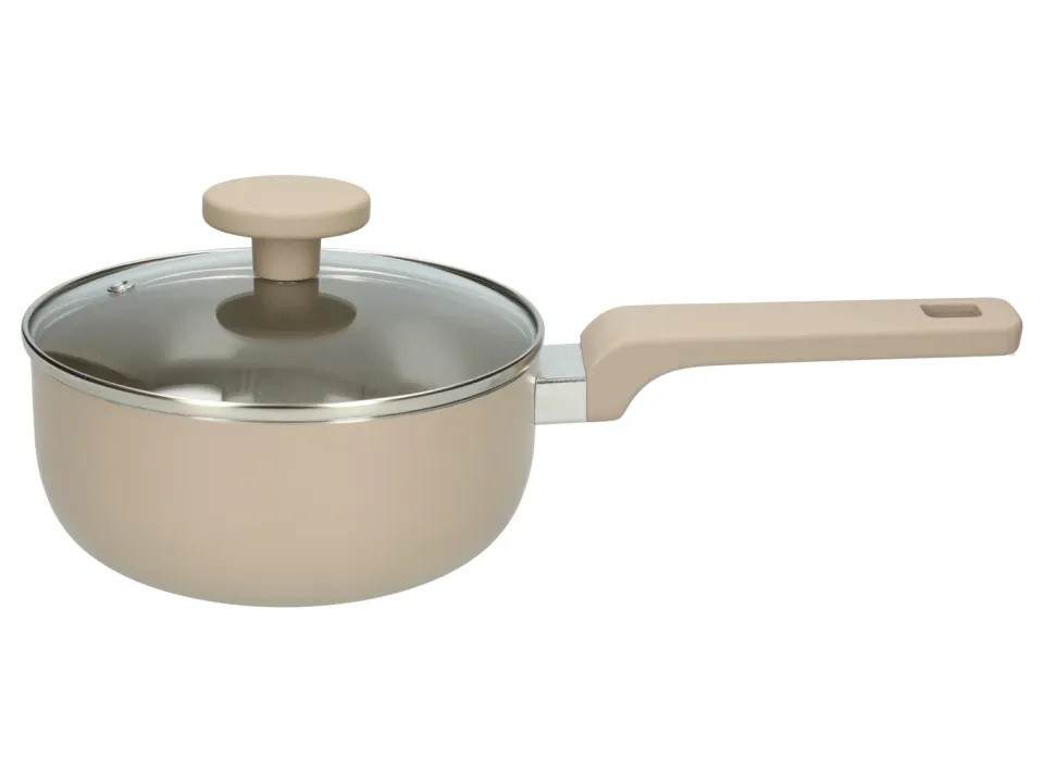 Wibra pentolino 18 cm con coperchio antiaderente beige