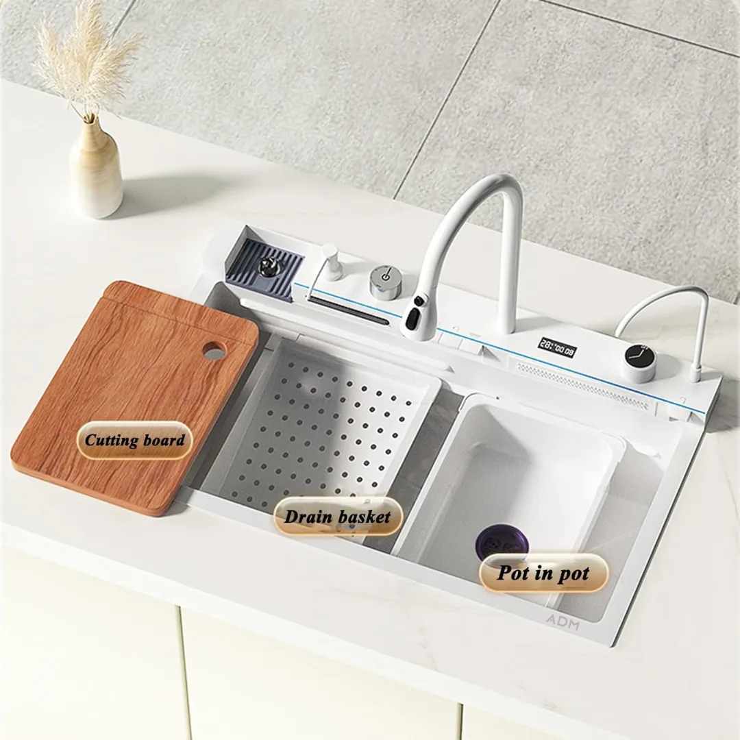 ADAMANTA ADM 587 Lavello Cucina Acciaio con Rubinetto Salvaspazio