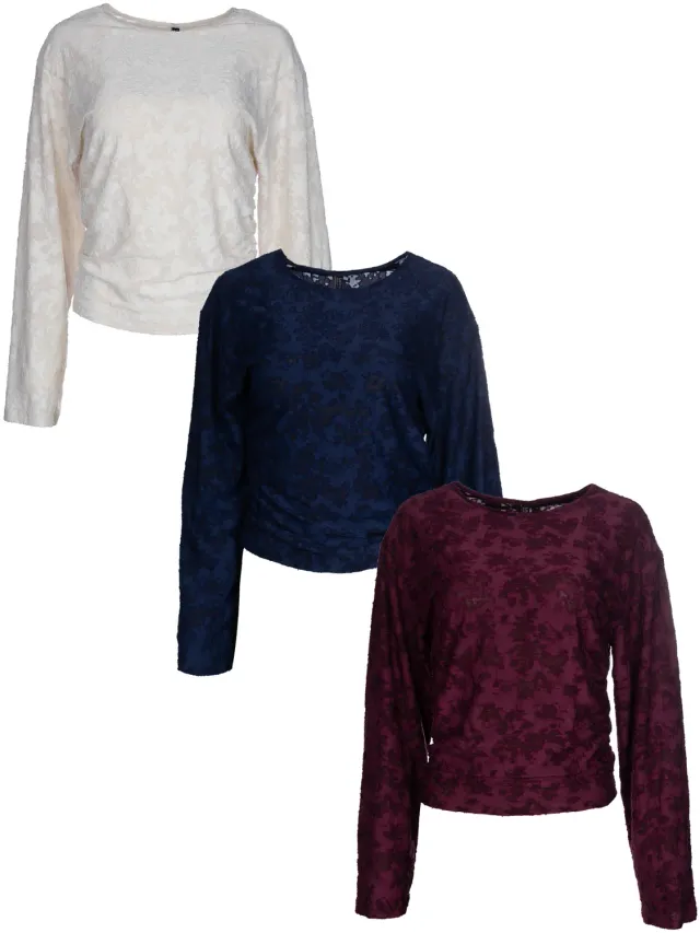 Wibra Fancy Top Donna Floreale Trasparente Manica Lunga