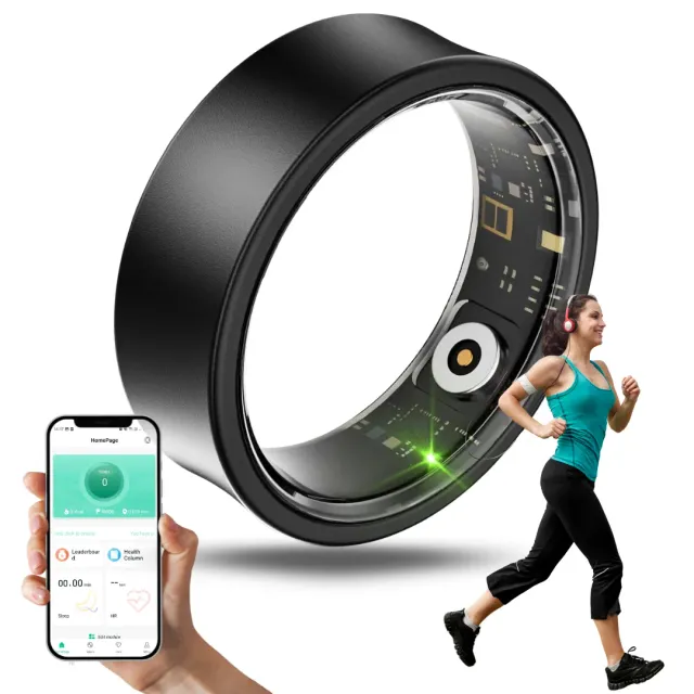 ADAMANTA 7020 Anello Smart Monitoraggio Salute Nero