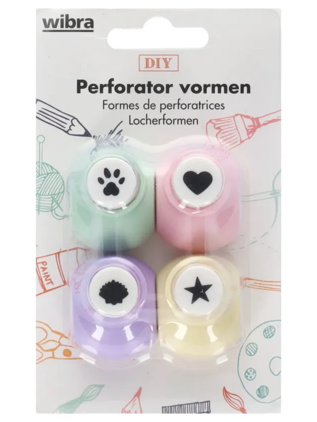 Wibra perforatori sagomati carta 4 pezzi 4 forme