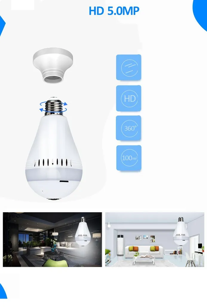ADAMANTA 132 lampadina telecamera wifi 360° 2MP