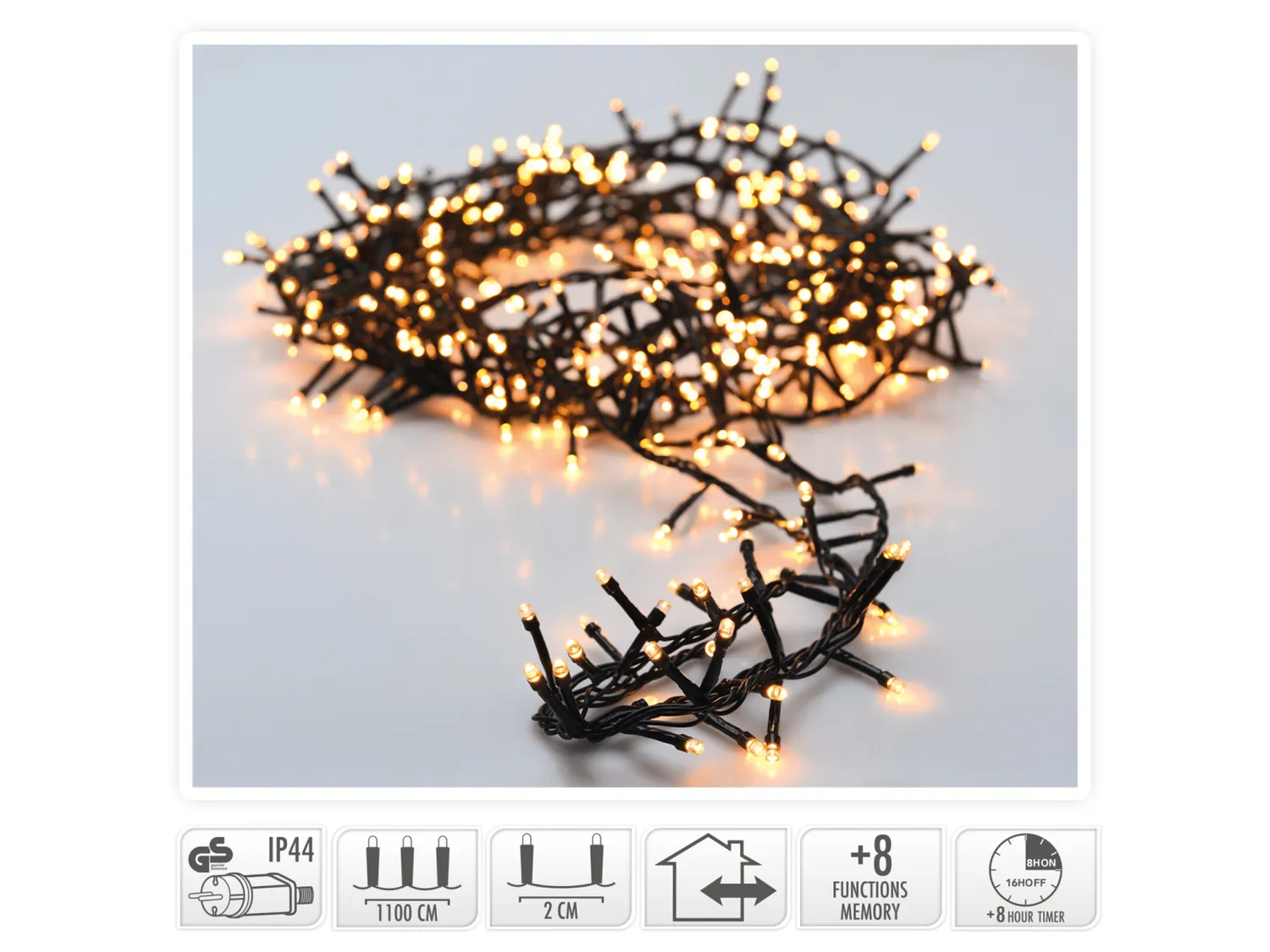 Wibra catena luminosa LED 560 luci bianco caldo 11 m