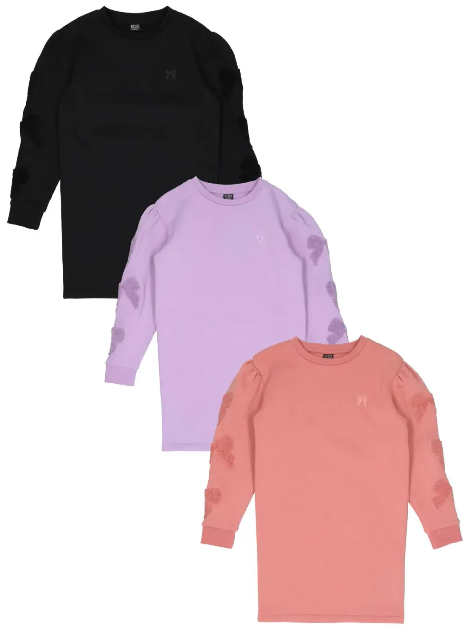 Wibra Vestito Felpa Bambina Maniche Lunghe con Fiocchi