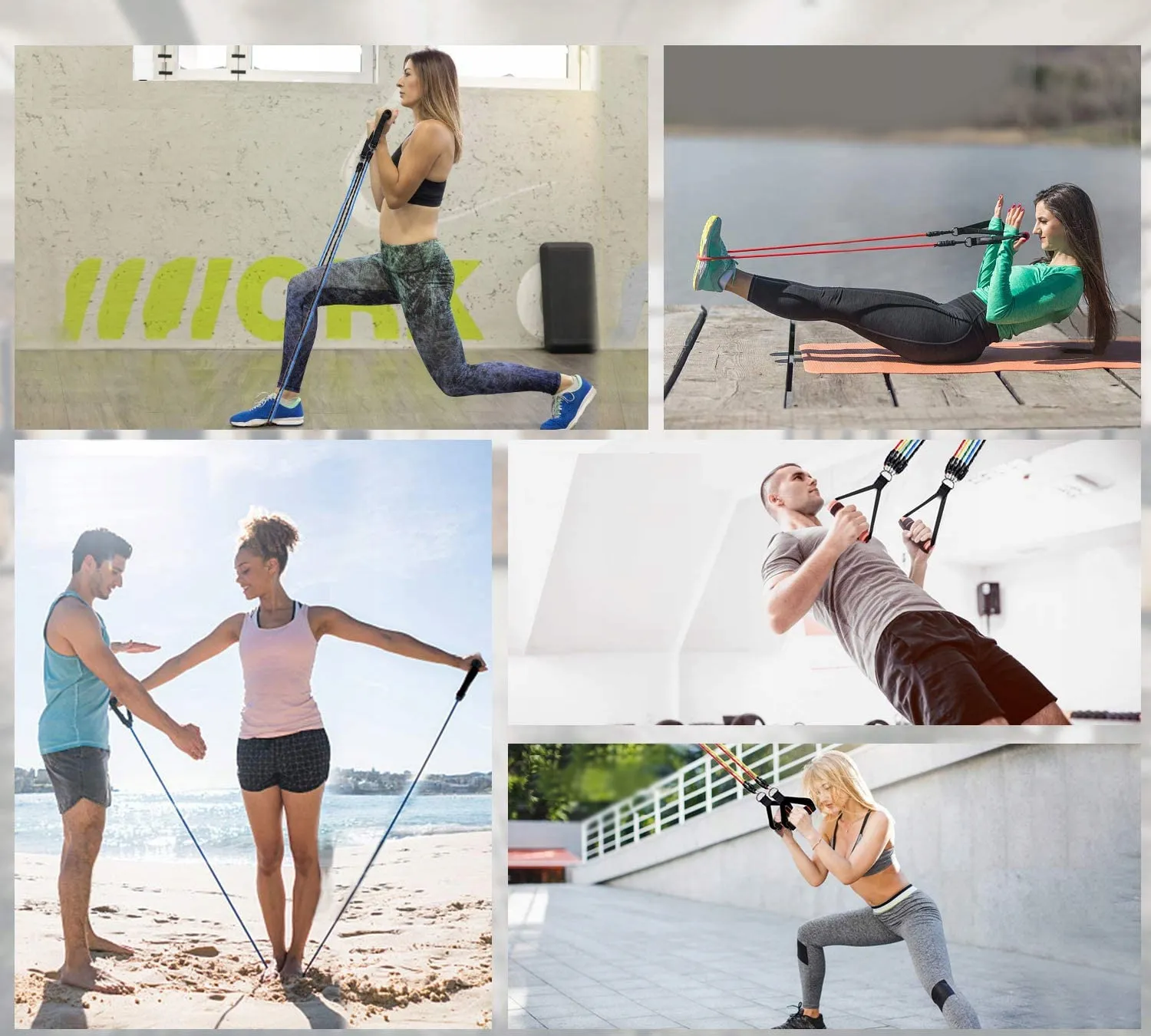 ADAMANTA 179 Set Elastici Fitness in Lattice 5 Pezzi