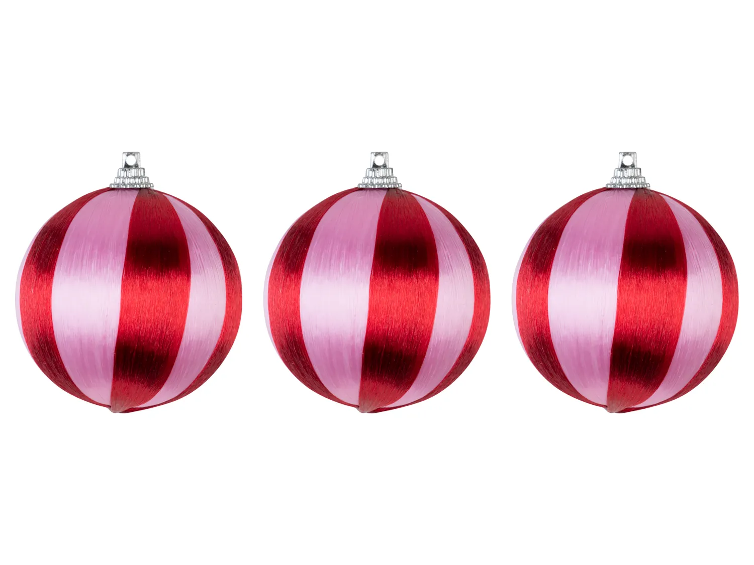 Wibra palline Natale righe 6,5 cm 3 pezzi