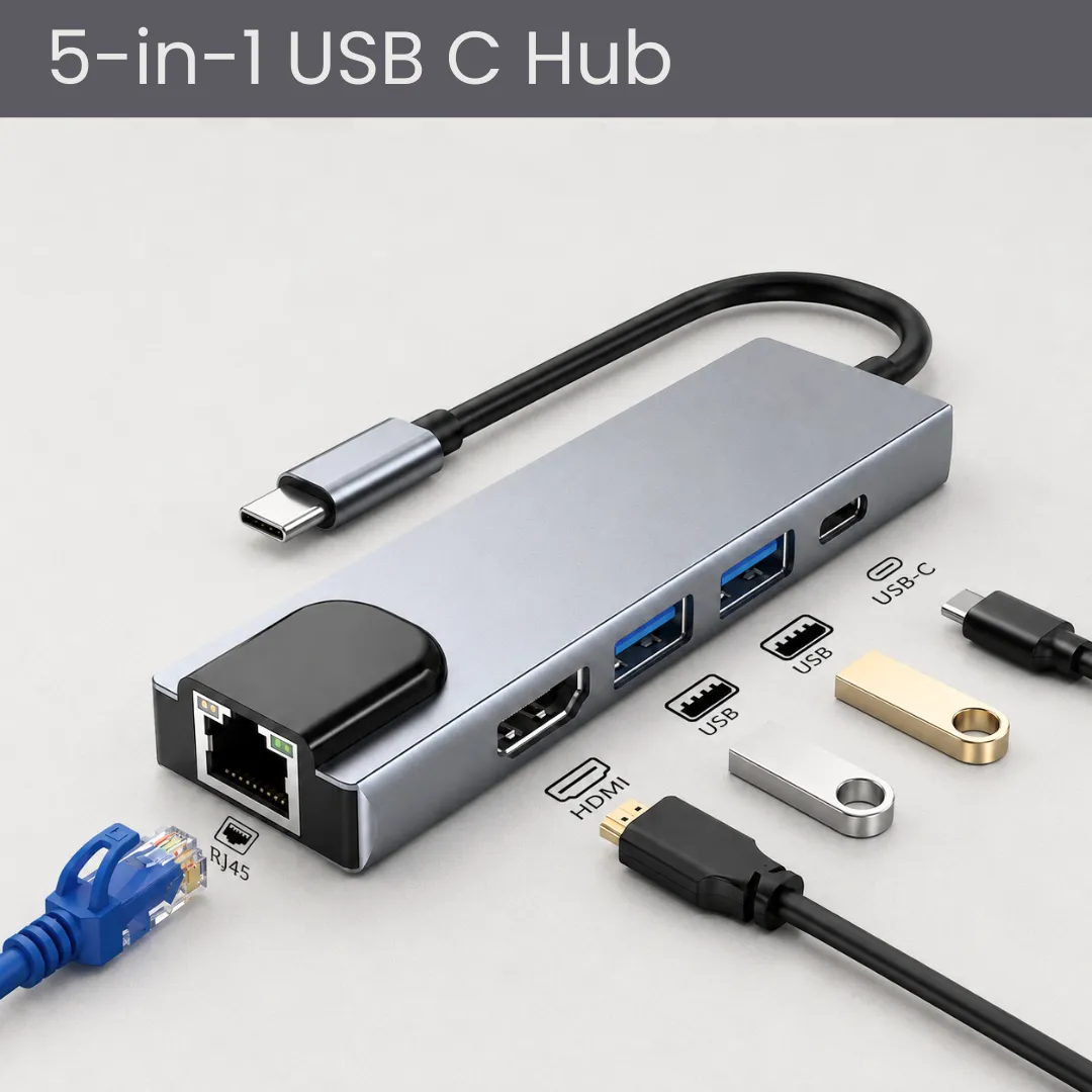 ADAMANTA USB-C Hub 5-in-1 adattatore HDMI 4K multiporta