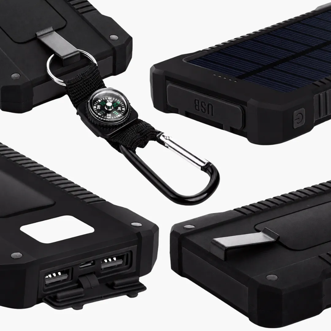 ADAMANTA power bank solare 8000mAh bussola torcia LED
