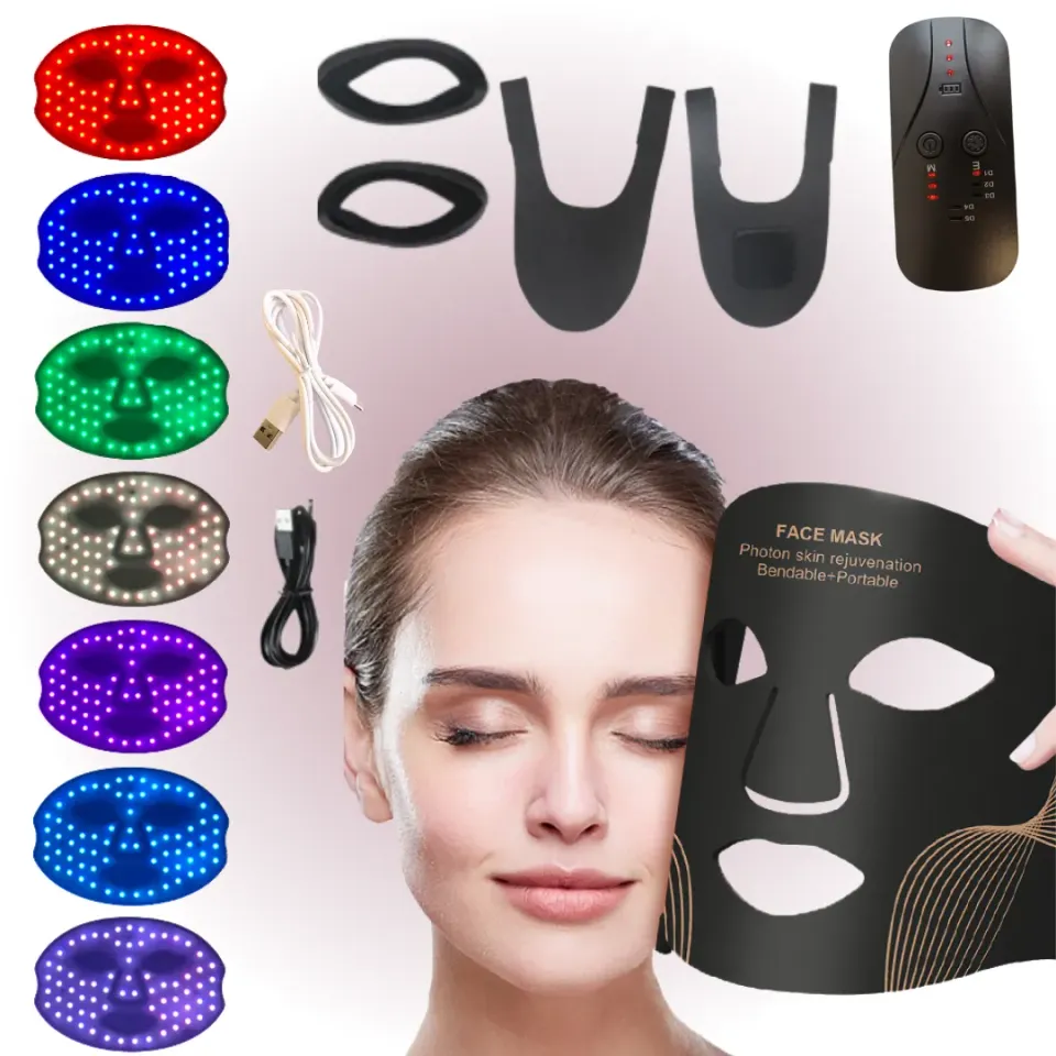ADAMANTA 7054 Maschera LED Viso 7 Colori Silicone