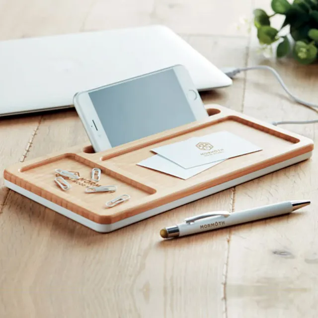3BPRO MO9666-06 caricatore wireless bambù con organizer