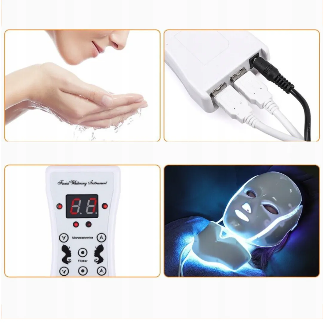 ADAMANTA 7003 Maschera Viso LED 7 Colori Microcorrente