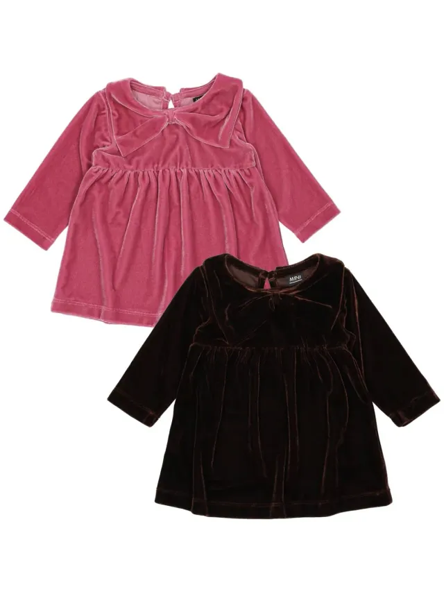Wibra vestito neonata in velluto con fiocco maniche lunghe