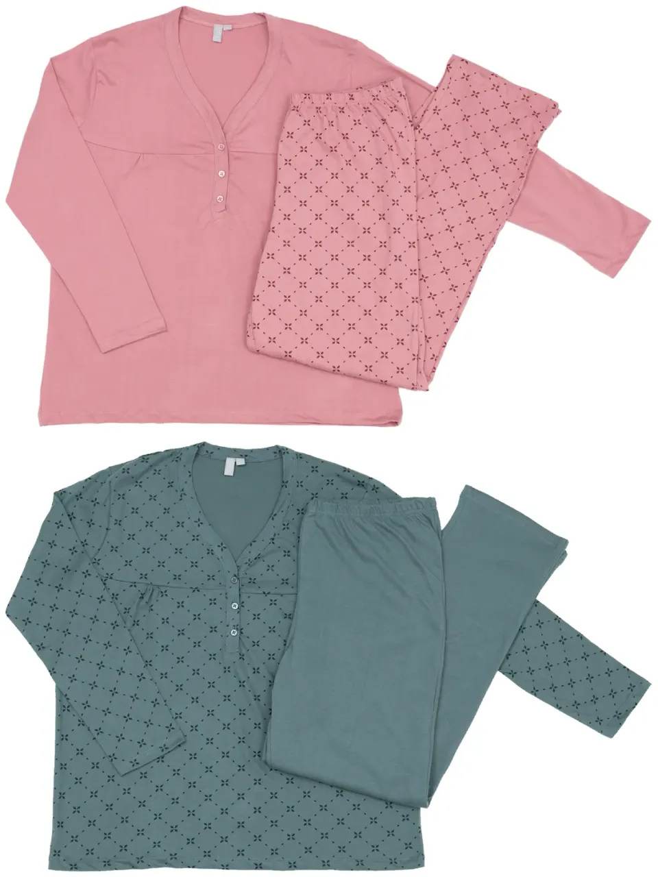 Wibra Pigiama Classico Donna Cotone Lungo