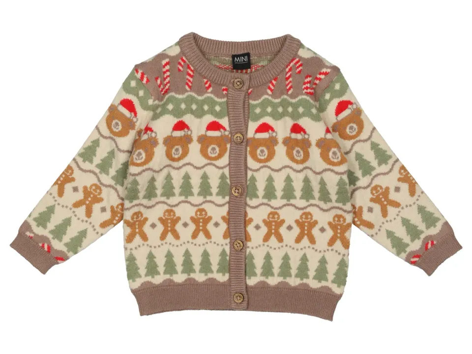 Wibra cardigan neonato jacquard Natale bottoni