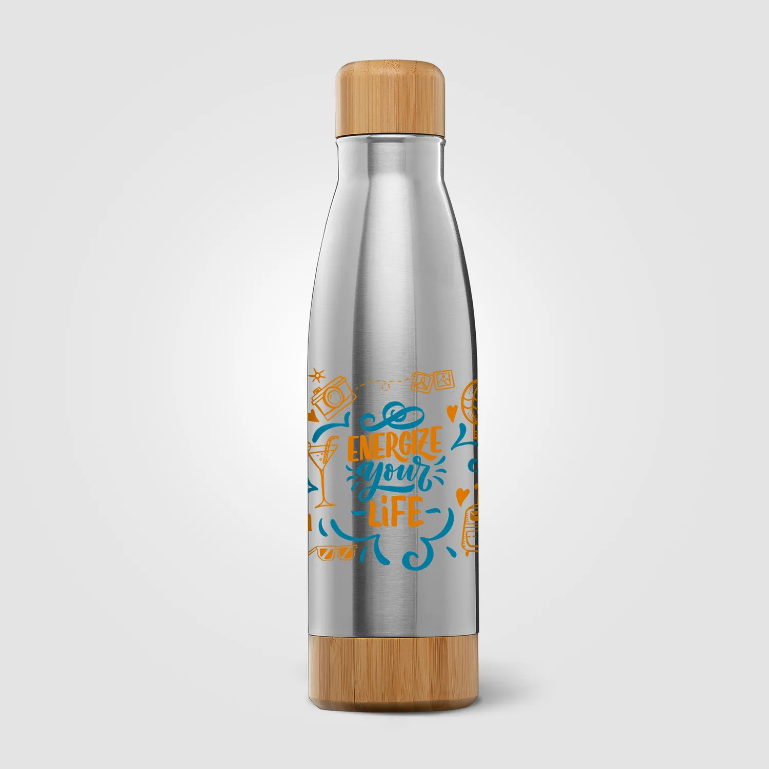 3BPRO Ibiza Bamboo borraccia termica 620 ml in acciaio inox