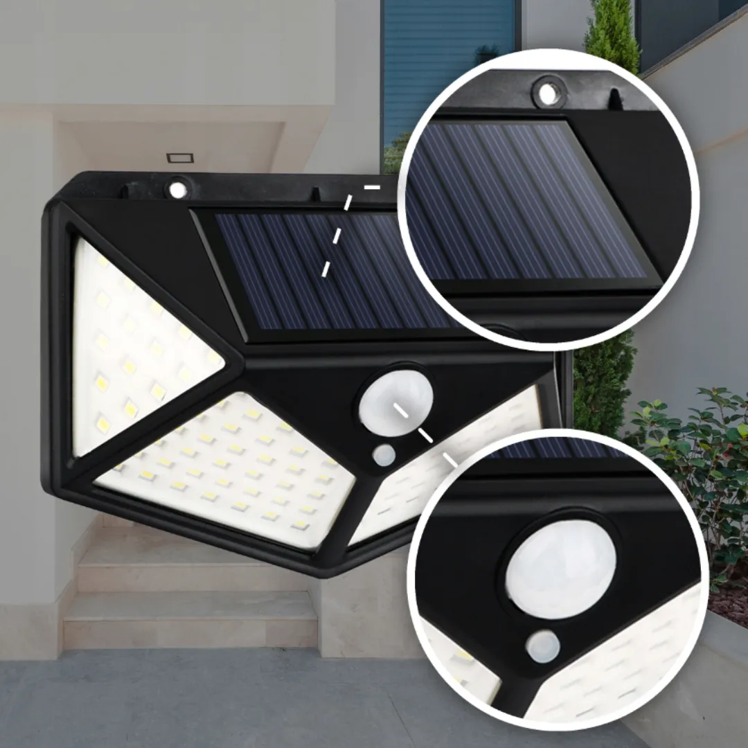 ADAMANTA SH-100 lampada solare parete 100 LED nero