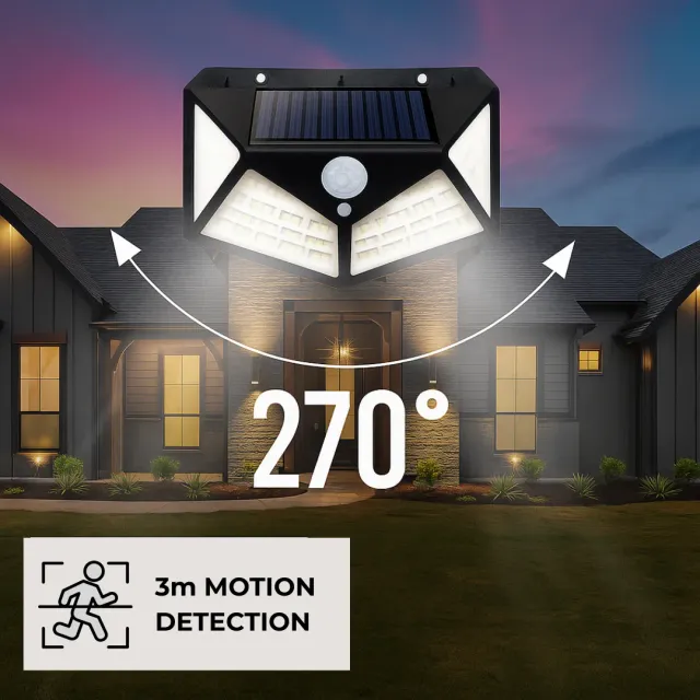 ADAMANTA SH-100 lampada solare parete 100 LED nero