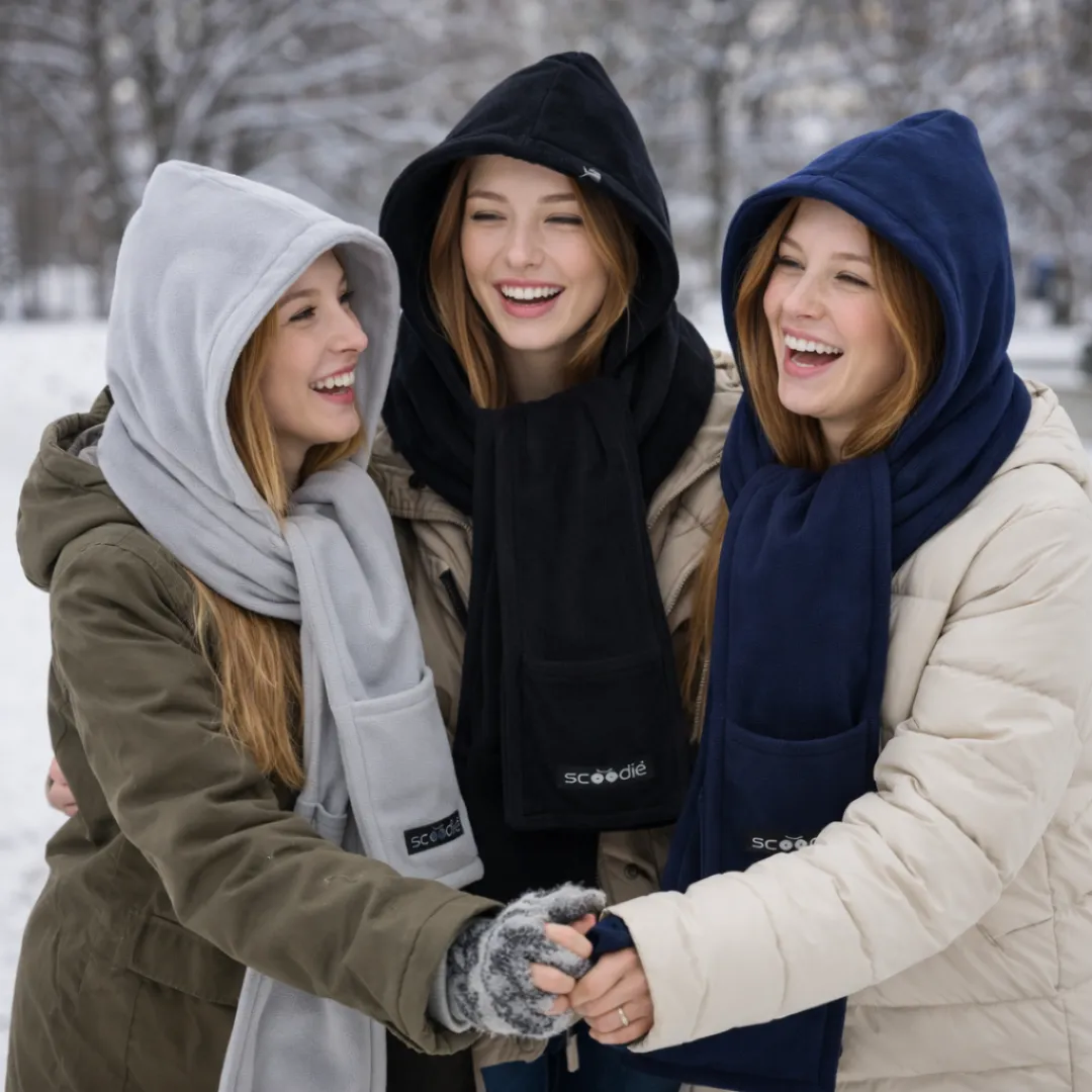 ADAMANTA Scoodie sciarpa con cappuccio in pile