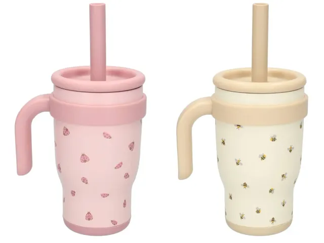Wibra tazza termica mini con cannuccia 414 ml doppia parete