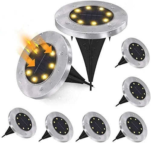 ADAMANTA 350 Luci Solari da Giardino a Disco 4 Pezzi