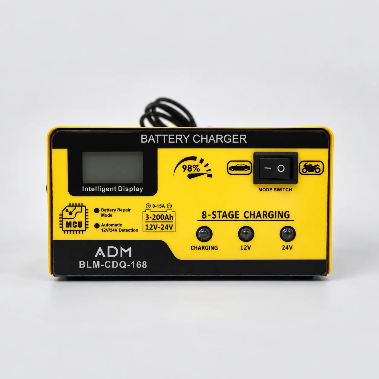 ADAMANTA BLM-CDQ-168 caricabatterie auto 12V/24V 15A LCD