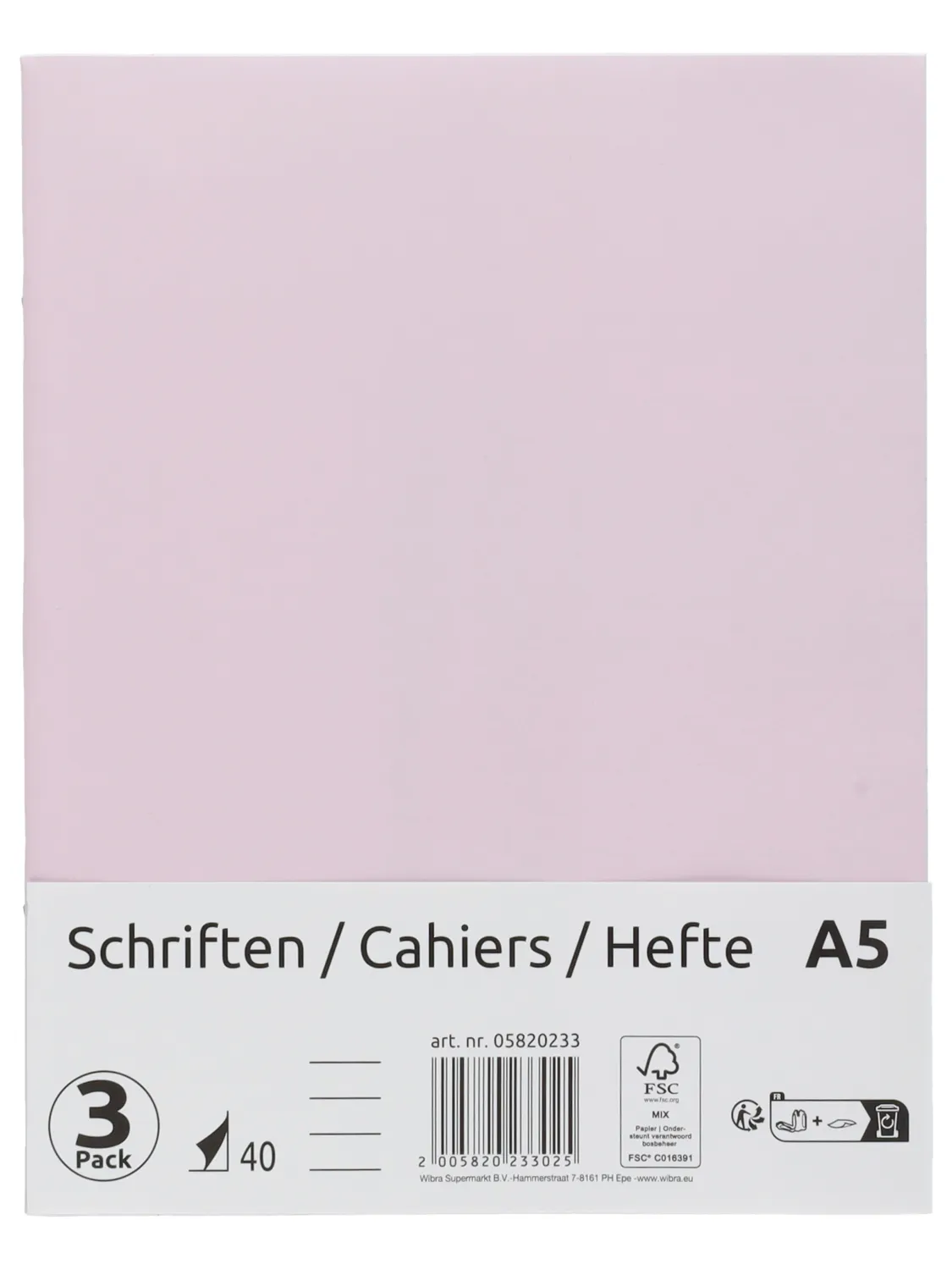 Wibra Quaderno A5 a Righe 3 Pezzi 80 Pagine