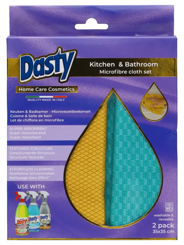 Dasty panni microfibra senza aloni 35 cm 2 pezzi