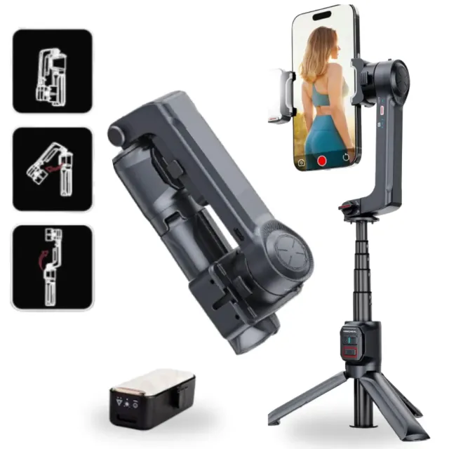 ADAMANTA A10 SKU 6034 gimbal 2 assi selfie stick con luce LED
