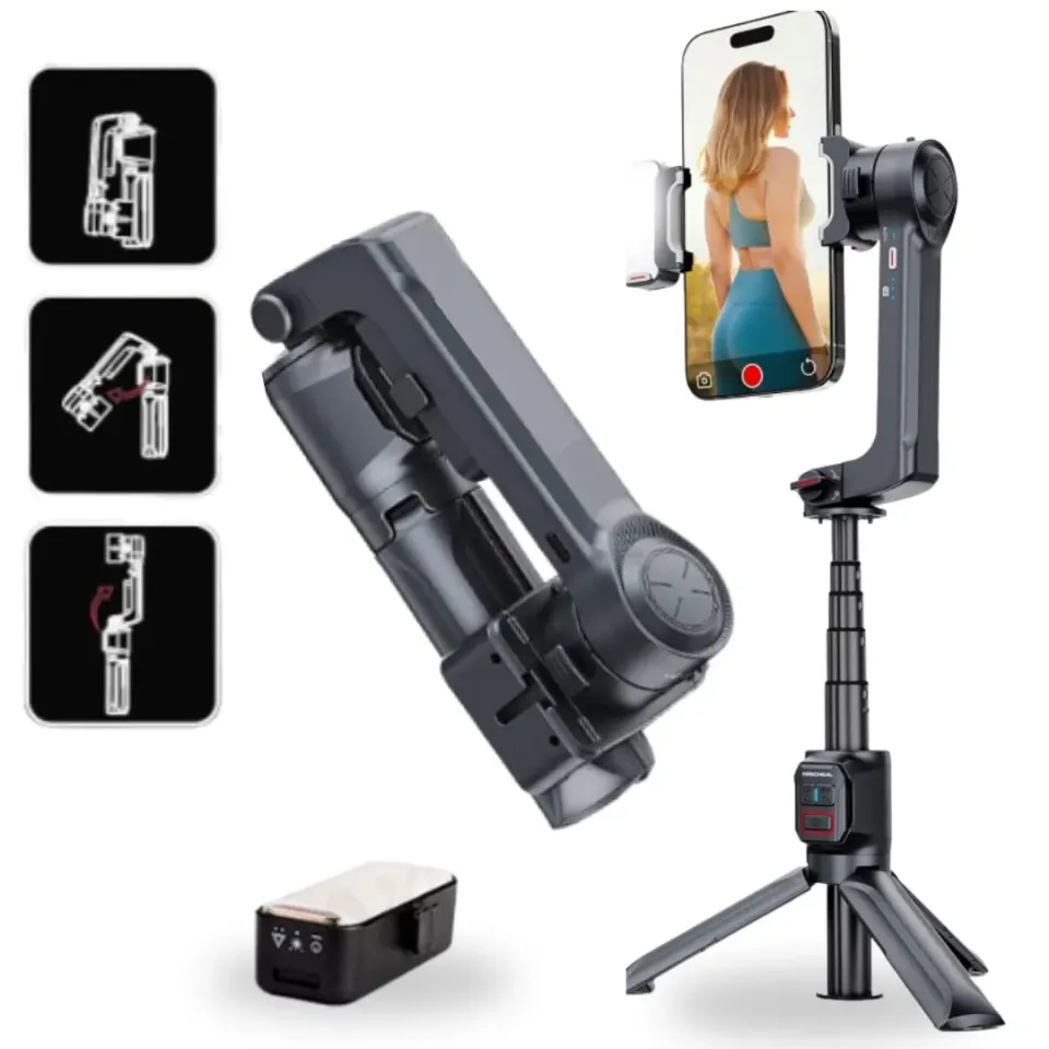 ADAMANTA A10 SKU 6034 gimbal 2 assi selfie stick con luce LED