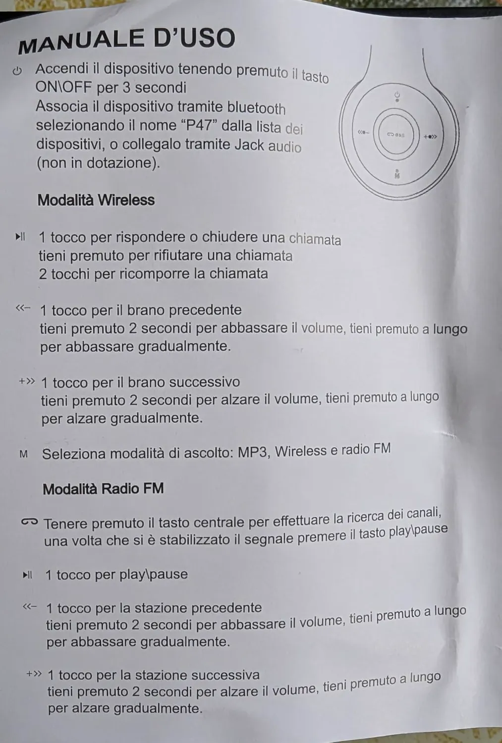 Euromarketing Cuffie Wireless Bluetooth con Radio FM