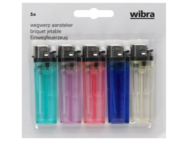 Wibra accendini usa e getta colori assortiti 5 pezzi