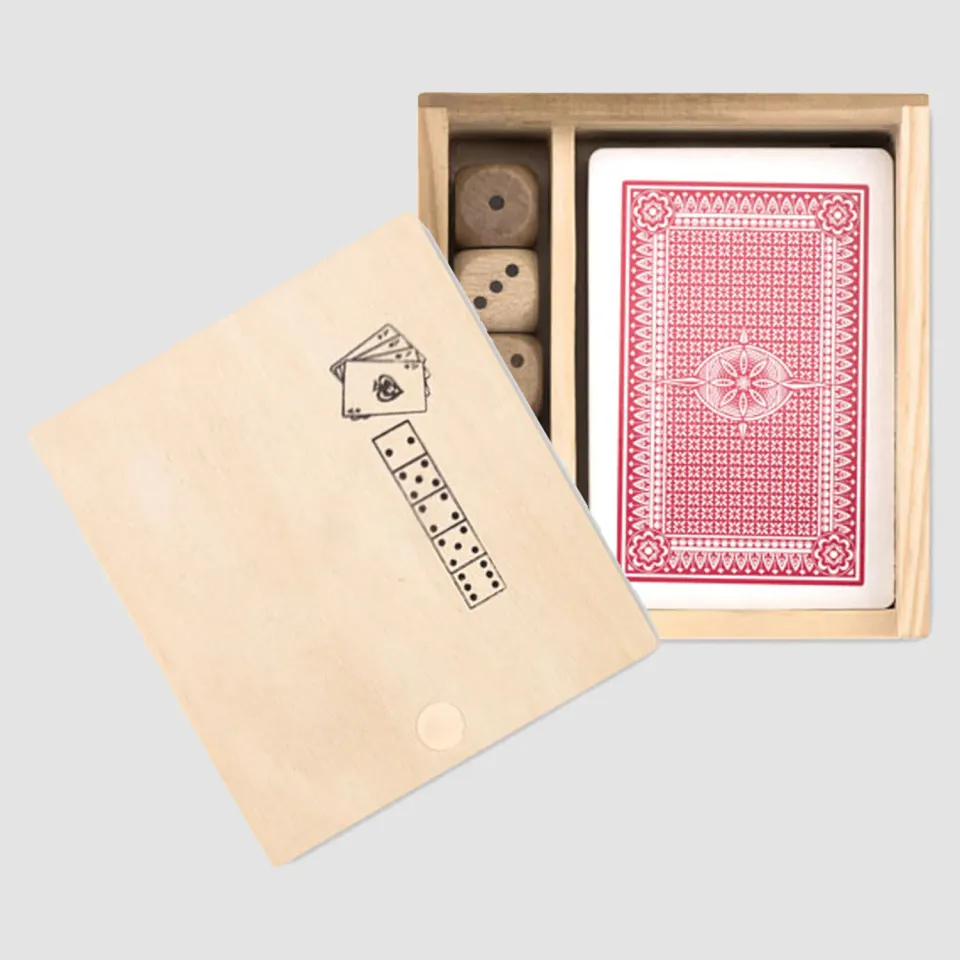 MO9187-40 cofanetto gioco in legno con carte e dadi