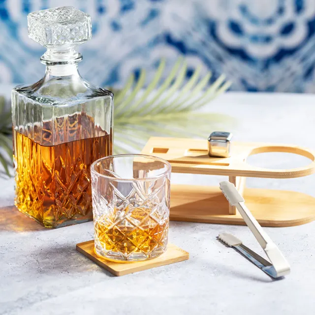 3BPRO Devon set whisky in bambù e vetro personalizzabile