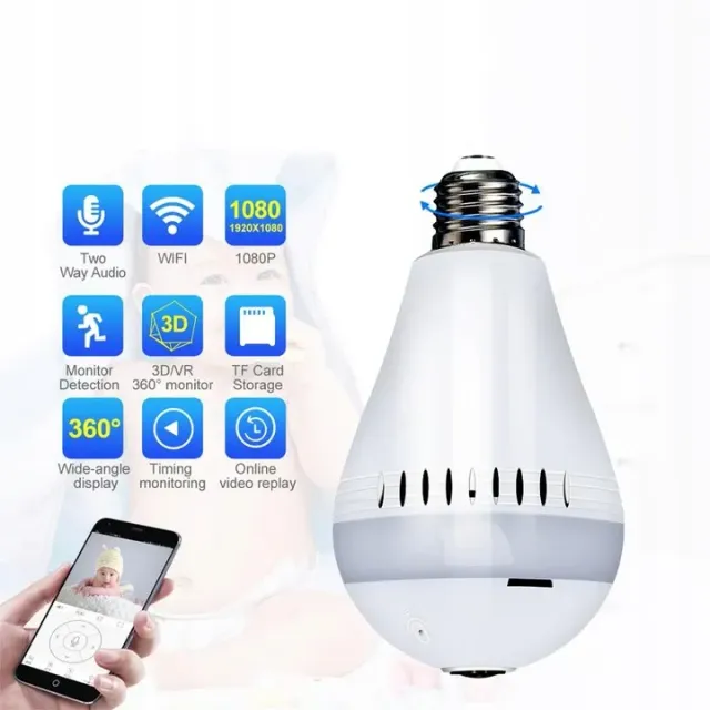ADAMANTA 132 lampadina telecamera wifi 360° 2MP