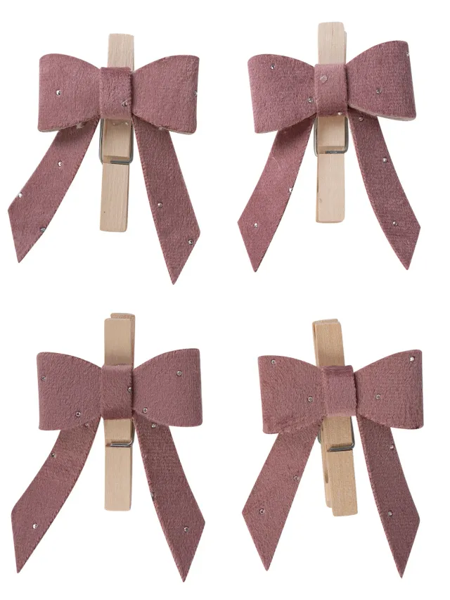 Wibra mollette decorative fiocco 4 pezzi rosse strass
