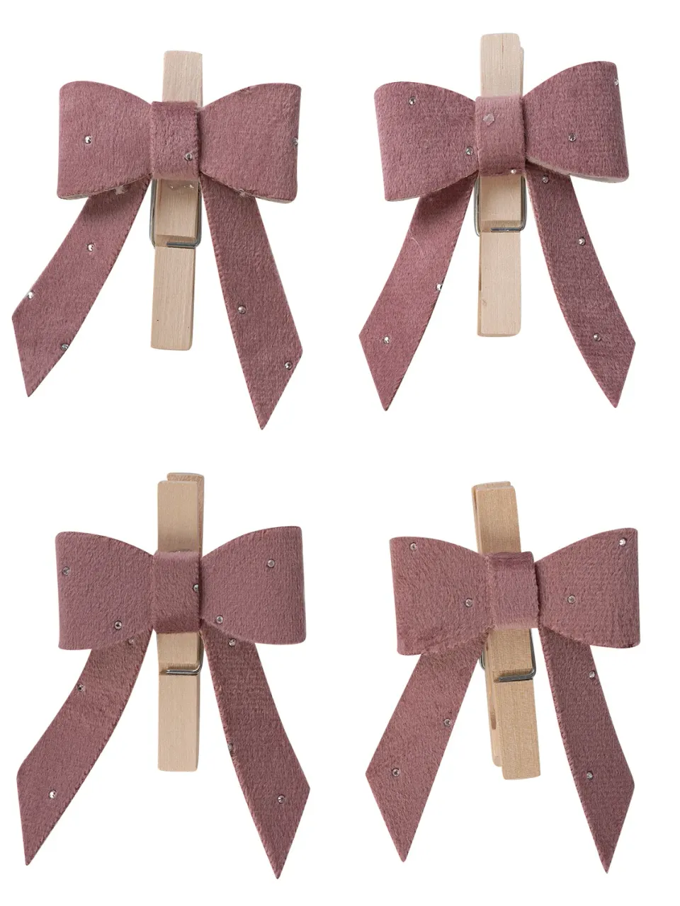 Wibra mollette decorative fiocco 4 pezzi rosse strass