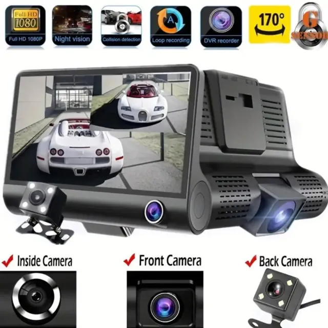 Adamanta 390 dash cam auto 3 telecamere Full HD con visione notturna