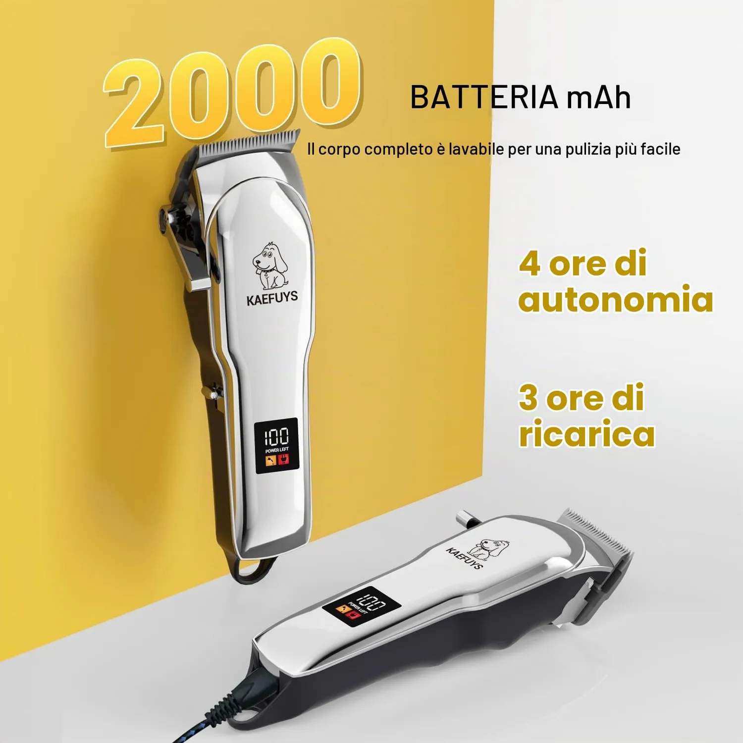 Kaefuys Tosatrice cani pelo lungo 7000 RPM silenziosa