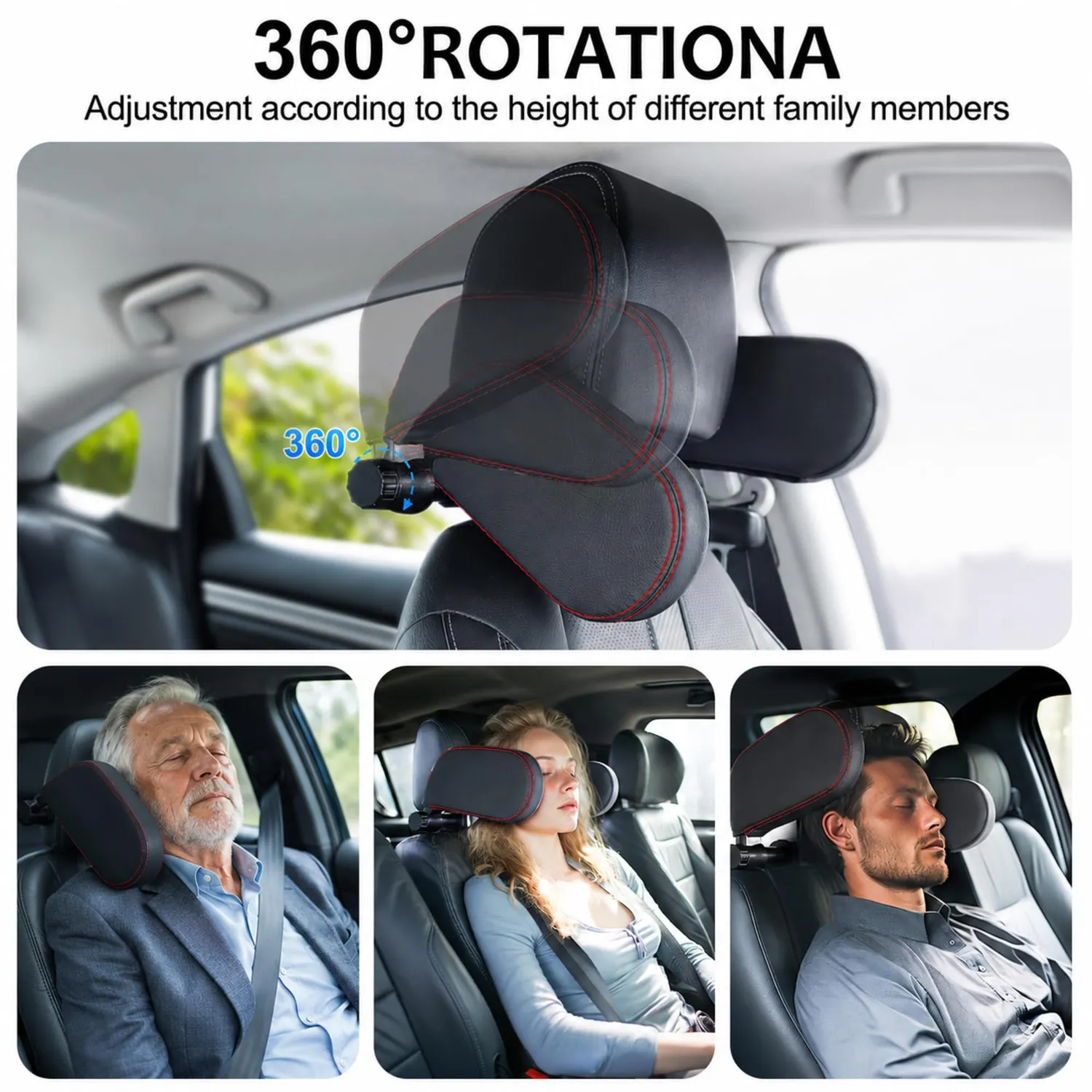 Kaefuys poggiatesta auto 360° memory foam removibile