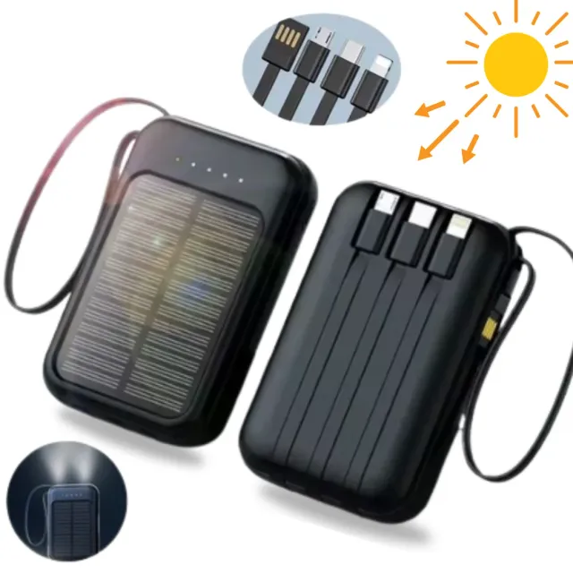 ADAMANTA 7019 power bank solare 8000mAh 4 cavi torcia