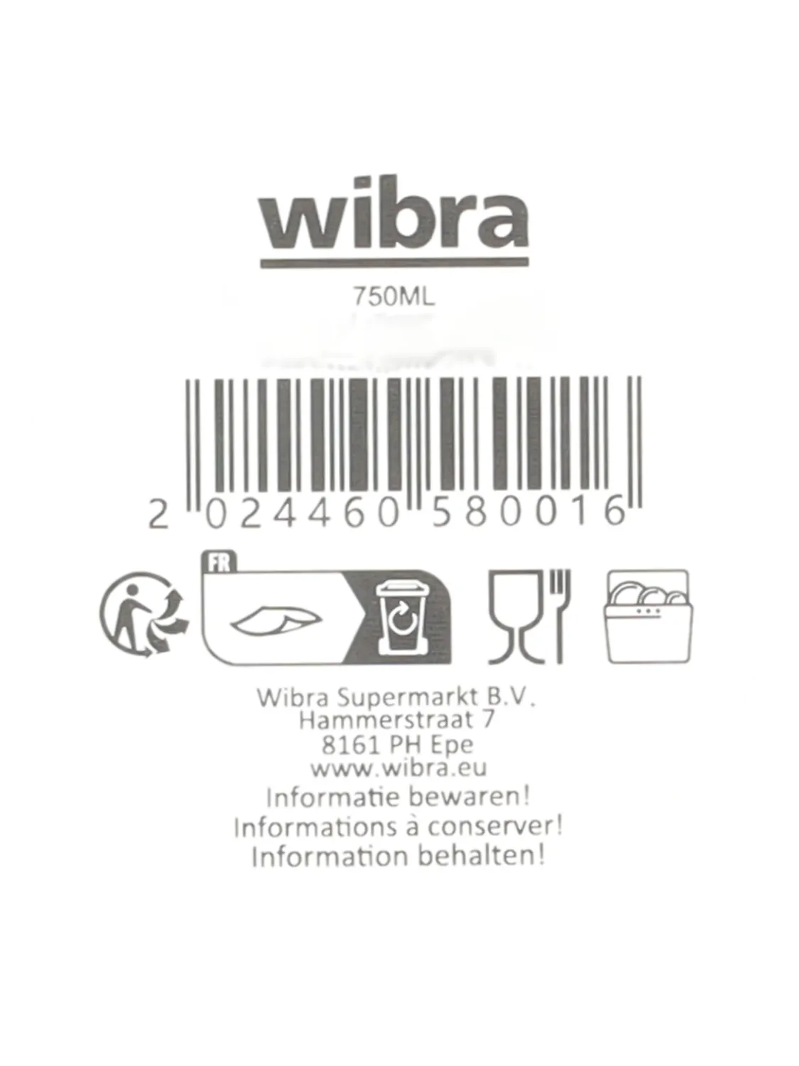 Wibra Thermosfles 750 ml borraccia termica in acciaio inox