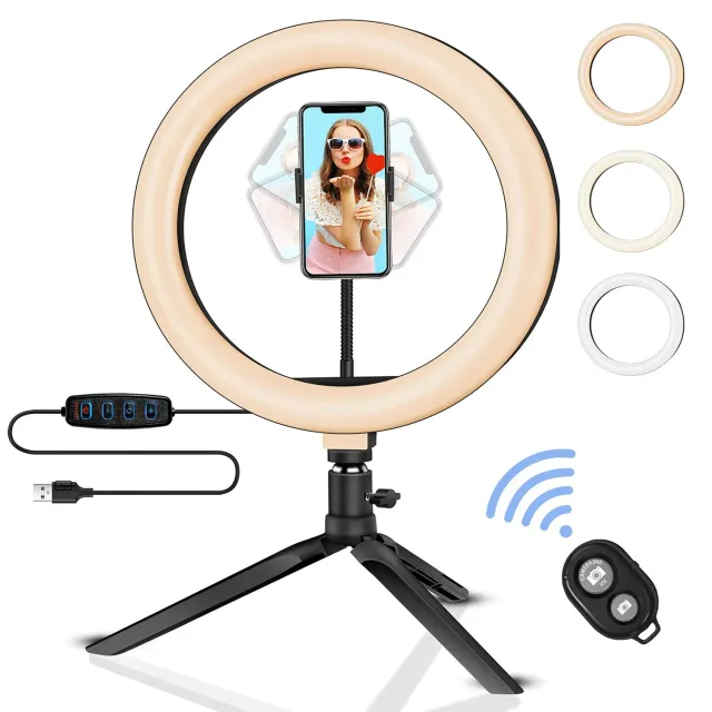 Action Ring Light LED 10,2" con Treppiede e Telecomando