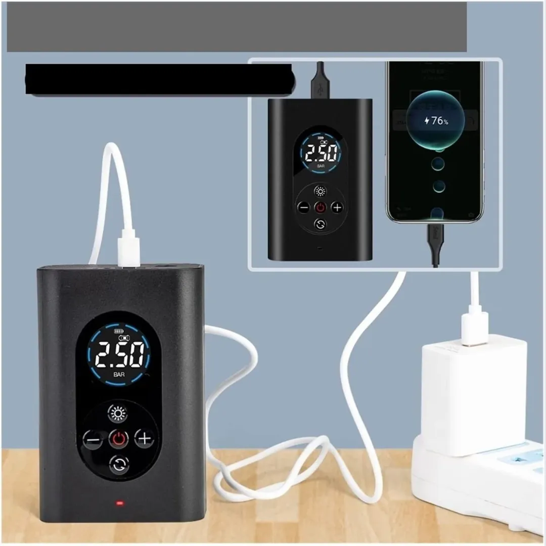 ADAMANTA Gonfiatore Elettrico Portatile Digitale USB-C