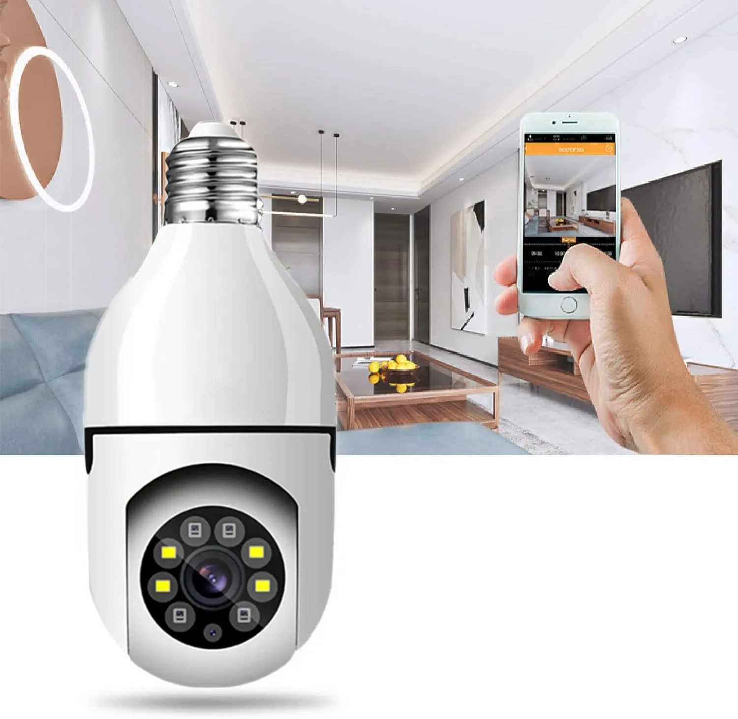 ADAMANTA 364 Telecamera WiFi Lampadina 4K Visione Notturna