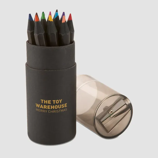 IT3630-03 set 12 matite colorate nere con temperino