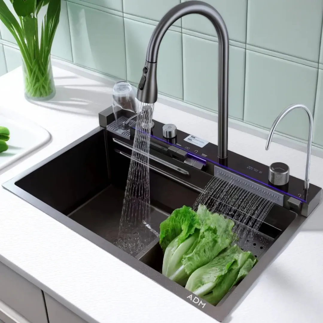 ADAMANTA ADM 535 Lavello Cucina Acciaio con Rubinetto Cascata